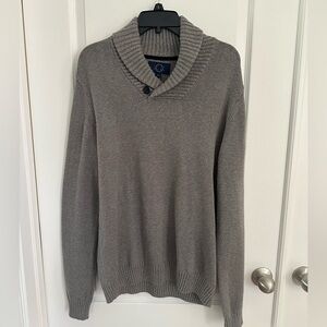 Even Tide Shawl Collar w Button Gray Sweater‎ Large NWT